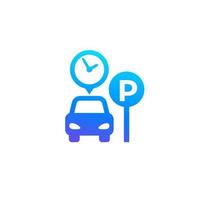 parking lot icon, car and clock vector