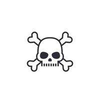 malware, computer virus icon with skull and bones vector