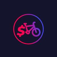 rent bike, bicycle for sale icon in circle vector