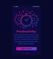 productivity mobile banner with line icon, vector