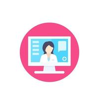 Online medical consultation, diagnosis vector icon