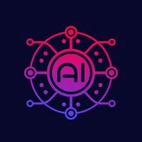 ai icon, artificial intelligence technology vector
