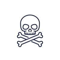 danger icon, skull and bones line vector