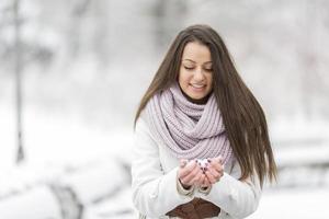 Young woman at winter photo