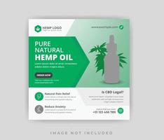 Hemp product cbd oil social media post banner template vector