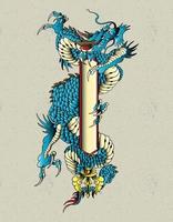 dragon japanese ornament vector