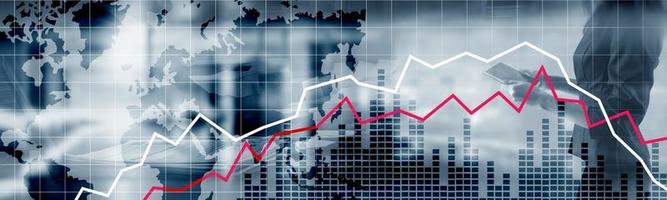 Red and White Stock Market Graph. Web header or banner. photo