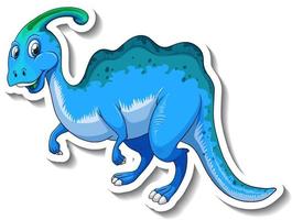 Parasaurolophus dinosaur cartoon character sticker vector