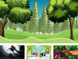 Four different nature horizontal scene vector