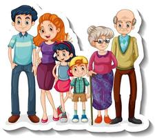 A sticker template with big family members cartoon character vector