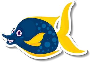 Cute fish sea animal cartoon sticker vector