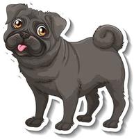 pegatina de dibujos animados de perro pug negro vector