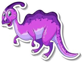 etiqueta engomada del personaje de dibujos animados del dinosaurio parasaurolophus vector