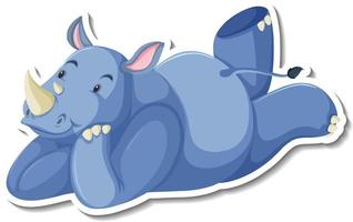 Rhinoceros lying cartoon character sticker vector