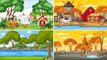 Set of different nature background scenes vector