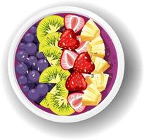 Top view of fruit salad bowl on white background vector