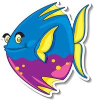 Angelfish sea animal cartoon sticker vector