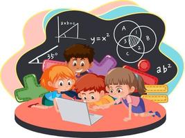 Student learning math online vector