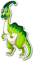 Parasaurolophus dinosaur cartoon character sticker vector