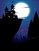 Spooky night background with full moon vector