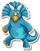 etiqueta engomada del personaje de dibujos animados del dinosaurio triceratops vector