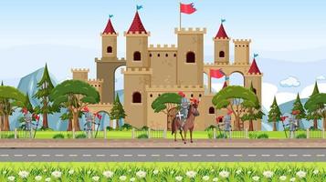Knights in front of castle vector