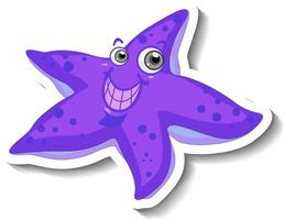 pegatina de dibujos animados de animales marinos con linda estrella de mar vector