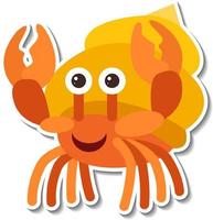 Hermit crab sea animal cartoon sticker vector