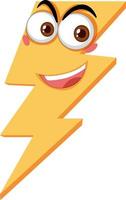 Lightning bolt cartoon character with face expression on white background vector