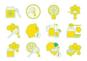 honey lemon flavor icons vector