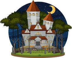 Haunted house at night scene vector