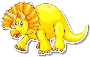 etiqueta engomada del personaje de dibujos animados del dinosaurio triceratops vector