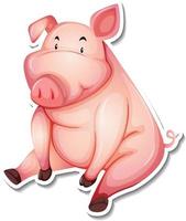 Pig farm animal cartoon sticker vector