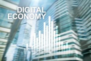 DIgital economy, financial technology concept on blurred background. photo