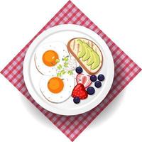 Healthy breakfast with fried egg and fruit and bread vector