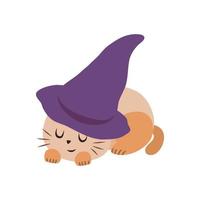 lindo gatito durmiendo en halloween vector