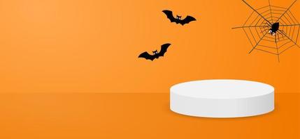 Happy Halloween background with podium display. Product promotion Vector. vector