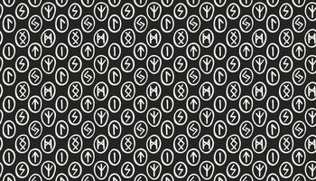 Scandinavian magic runes fortune teller prediction Halloween witchcraft tool black and white ink pattern texture background banner vector