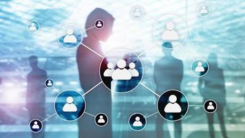 HR - Human resources management concept on blurred business center background photo