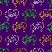 Seamless Mardi Gras Pattern with Jester Hat. Carnival Vector Illustration for greeting card, fabric, or invitation. Background for traditional holiday, festival, party