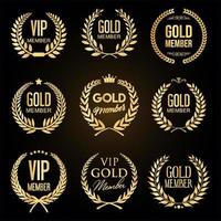 VIP golden member laurel wreaths golden collection illustration