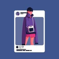 chica con ilustración plana de diseño de redes sociales vector