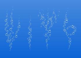 dibujos animados efervescente flujo de burbujas de aire bajo el agua en agua, soda, mar. burbujas de espuma. ilustración vectorial vector