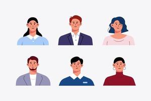 conjunto de avatar trabajadores de oficina gente de negocios diseño de personajes ilustración vector