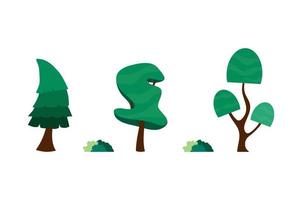 pequeño bosque. colección de ilustraciones de árboles en estilo plano vector