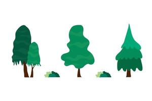 Little Forest. Collection of tree illustrations in flat style vector