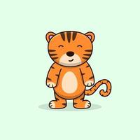 Ilustración de vector de dibujos animados feliz lindo tigre