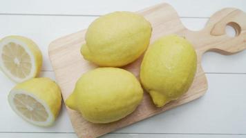 fresh lemon on white table video