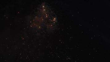 de echte vuurwerkviering kleurrijke lucht in de lucht 's nachts, 4k video