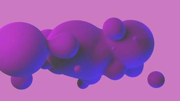 Fluid animation background fluid sphere shapes purple and pink abstract. 3D rendering illustration 4K video